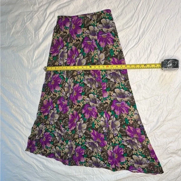 Dana Buchman 100% Silk Vintage Bias-Cut Floral Midi Skirt Size 4 Y2K Late 90s - Picture 10 of 12